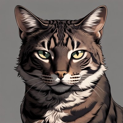 Cat with unique features on gray backdrop