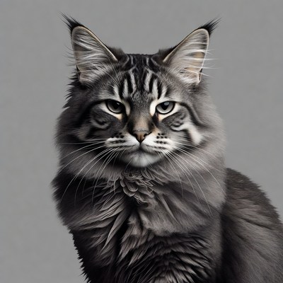 Maine coon cat in black and white