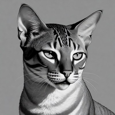 Portrait of a cat with striking features