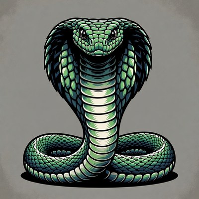 Green cobra with raised hood