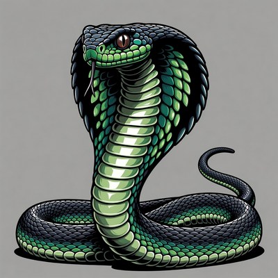 Snake with green scales and hood