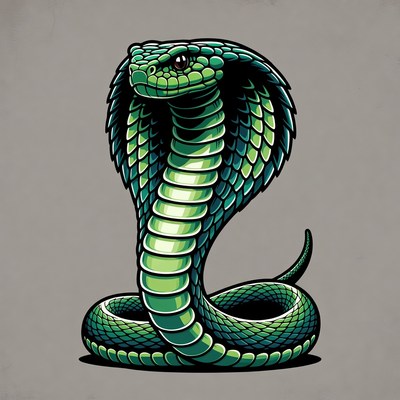 Green cobra with detailed scales