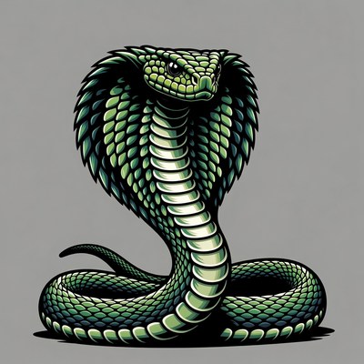 Green snake with raised hood