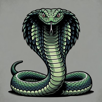 Green snake with hood raised