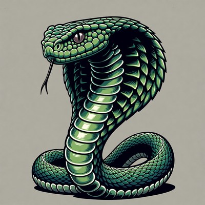 Green snake with detailed scales