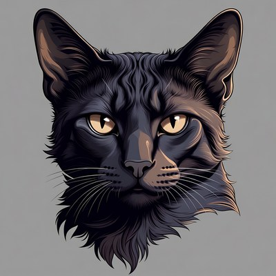 Black cat with yellow eyes