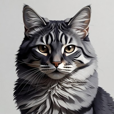 Cat portrait with detailed features and expression