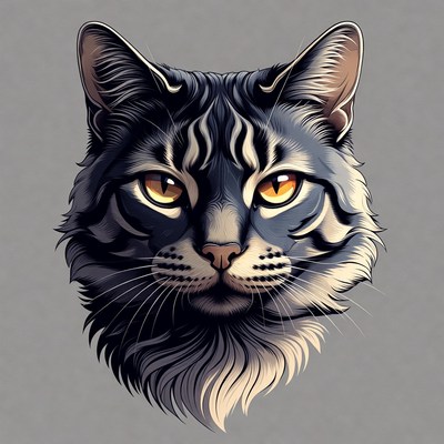 Cat face art with detailed features