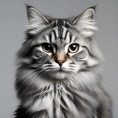 Cat portrait on gray background