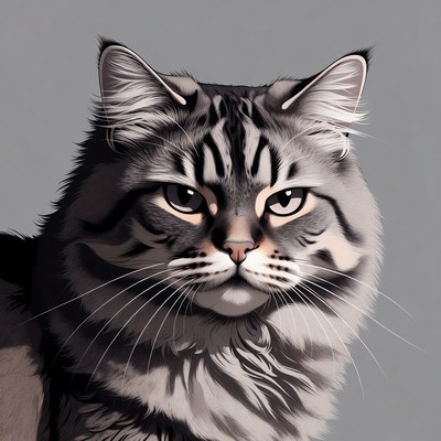 Cat portrait on gray background