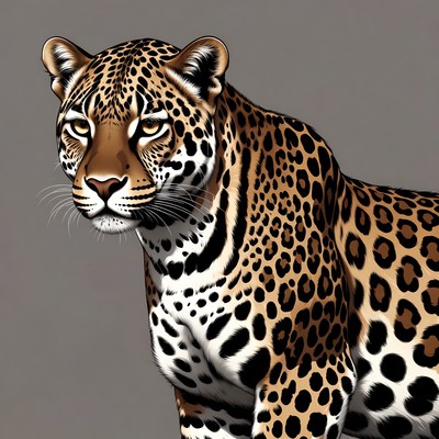 Leopard portrait on gray background