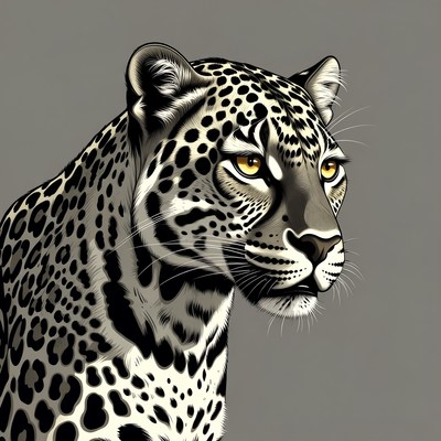 Leopard head close-up with details