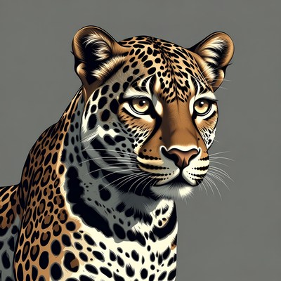 Leopard close-up on plain background