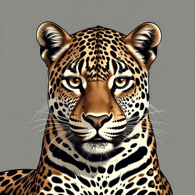 Wild leopard portrait with detail