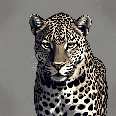 Leopard portrait on gray background