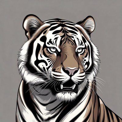 Tiger face close-up in a simple design