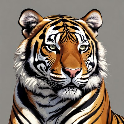 Tiger portrait with detailed features