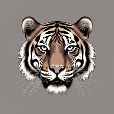 Tiger head design on gray background