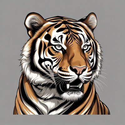 Tiger head on a gray background