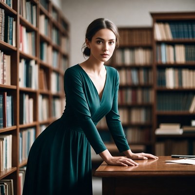 Woman at library desk