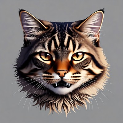 Cat head artwork with detailed fur