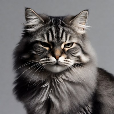Cat with striking gray fur and features