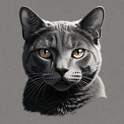 Cat face with detailed features