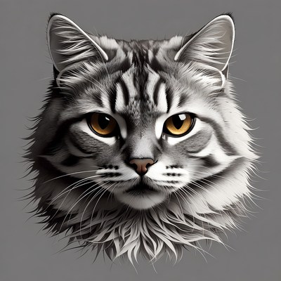 Cat face illustration on gray background