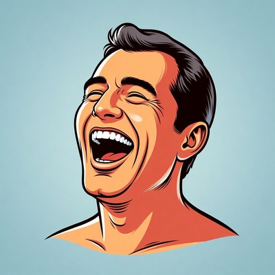 Man laughs with joy and energy