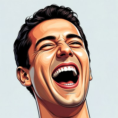 Man laughing joyfully with bright smile