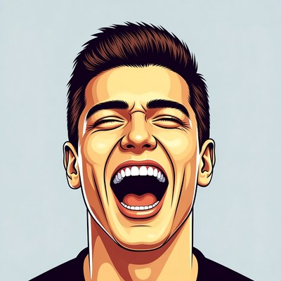 Man laughing with open mouth