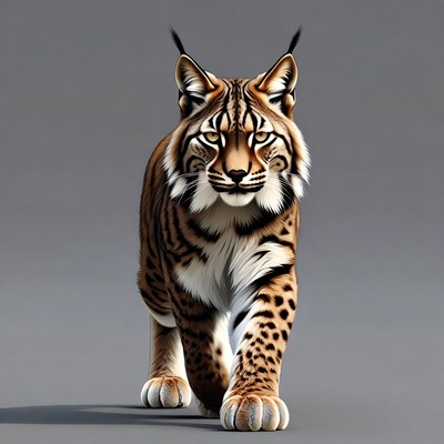 Tiger walking on a gray background