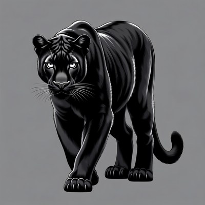 Black panther walking in dusk