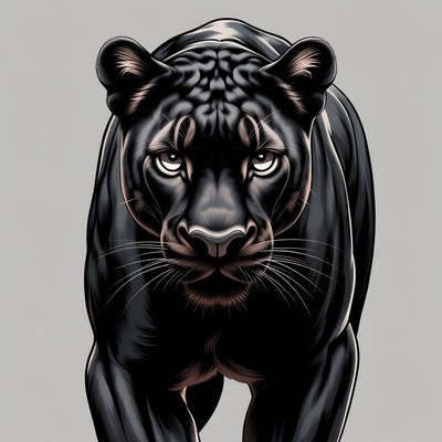 Black panther walking forward with focus