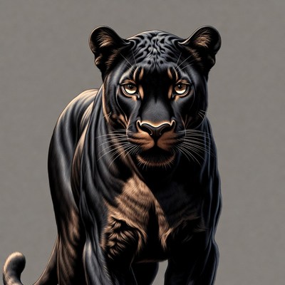 Black panther walking toward viewer