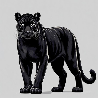 Black panther standing in strong pose