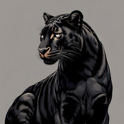 Black panther in detailed artwork