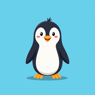 Cute penguin on blue background