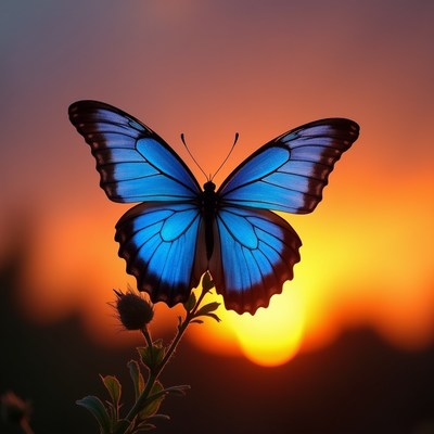 Butterfly at sunset in nature
