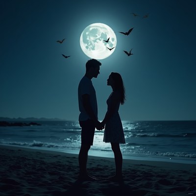 Couple holding hands at the beach