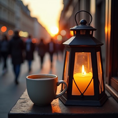 Evening walk near warm drinks