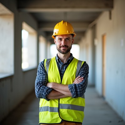 Construction worker in a building site