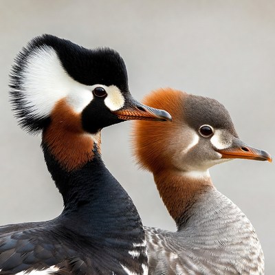 Two ducks standing side by side