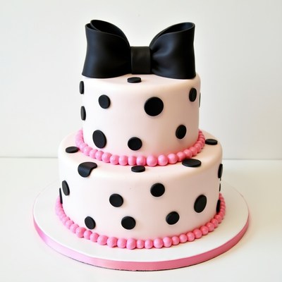 Cake with black and pink decoration for party