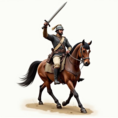 Soldier on horseback with sword