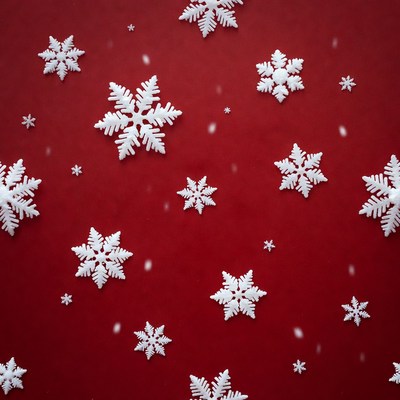 Snowflakes on red background