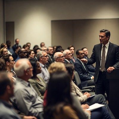 Speaker presents to conference audience