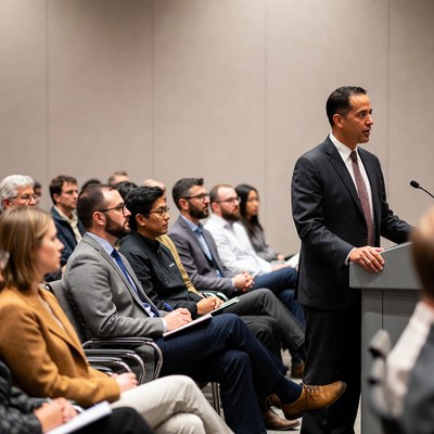 Business meeting focuses on key presentation