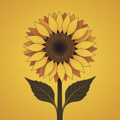 Sunflower on yellow background