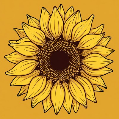 Sunflower with yellow petals on a background